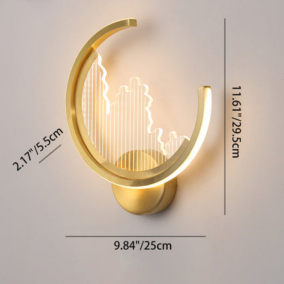 Modern Luxury Circle Copper Acrylic LED Wall Sconce Lamp For Bedroom