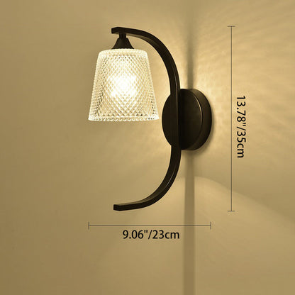 Modern Minimalist Cylinder Iron Glass 1-Light Wall Sconce Lamp For Bedroom