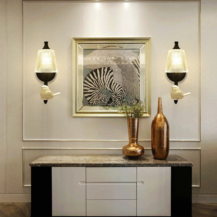 Modern Minimalist Cylinder Iron Glass 1-Light Wall Sconce Lamp For Bedroom