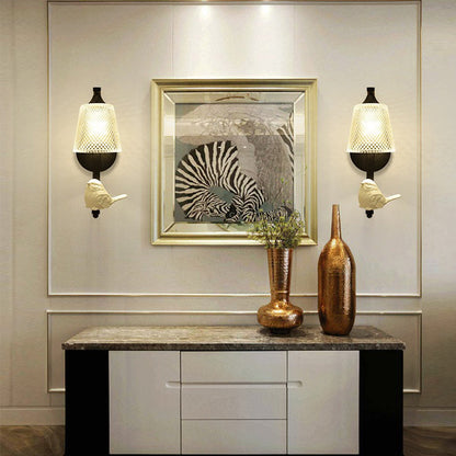 Modern Minimalist Cylinder Iron Glass 1-Light Wall Sconce Lamp For Bedroom