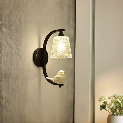 Modern Minimalist Cylinder Iron Glass 1-Light Wall Sconce Lamp For Bedroom