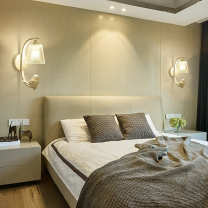Modern Minimalist Cylinder Iron Glass 1-Light Wall Sconce Lamp For Bedroom