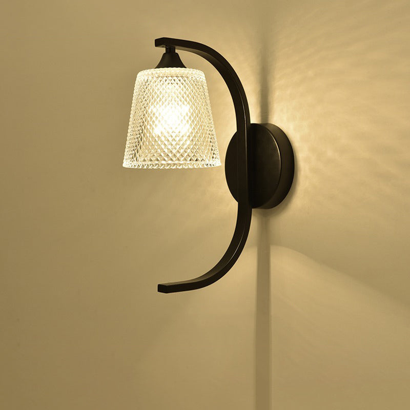 Modern Minimalist Cylinder Iron Glass 1-Light Wall Sconce Lamp For Bedroom