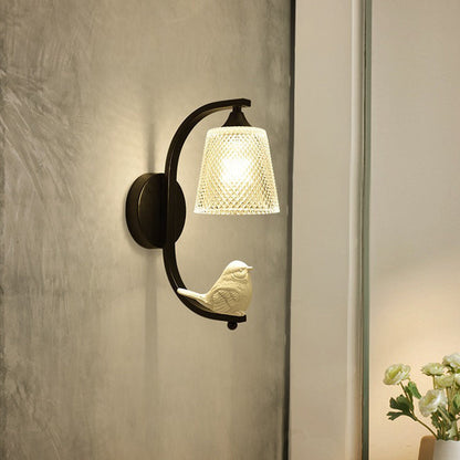 Modern Minimalist Cylinder Iron Glass 1-Light Wall Sconce Lamp For Bedroom