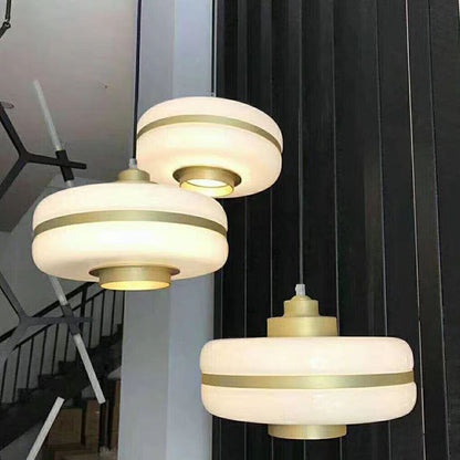 Modern Transitional Cylinder Iron Glass 1-Light Pendant Light For Living Room