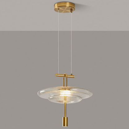 Modern Luxury Flying Saucer Iron Glass 1-Light Pendant Light For Living Room