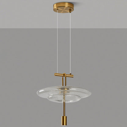 Modern Luxury Flying Saucer Iron Glass 1-Light Pendant Light For Living Room