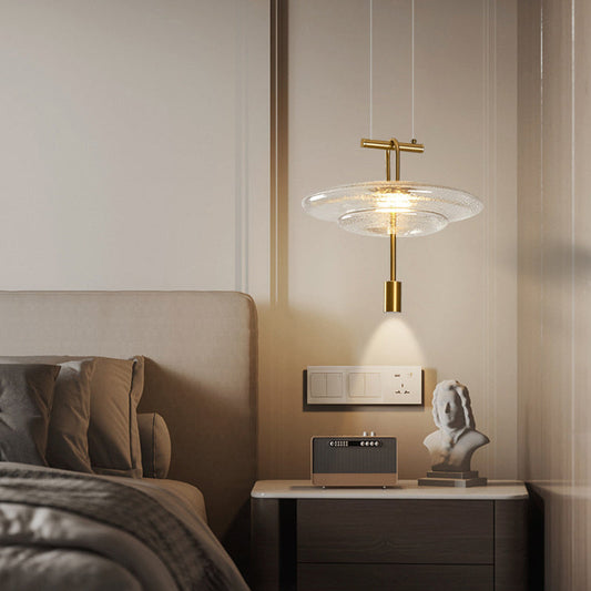 Modern Luxury Flying Saucer Iron Glass 1-Light Pendant Light For Living Room