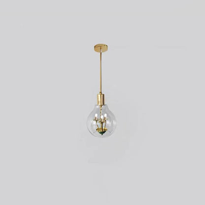 Modern Luxury Dome Copper Glass 9-Light Pendant Light For Living Room