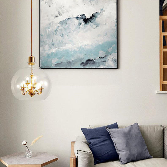 Modern Luxury Dome Copper Glass 9-Light Pendant Light For Living Room
