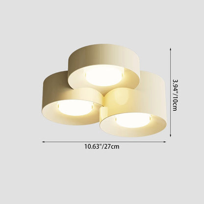 Modern Minimalist Multiple Cylinder Iron Acrylic LED Flush-Mount Ceiling Light For Bedroom