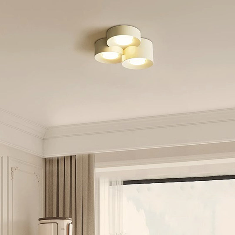 Modern Minimalist Multiple Cylinder Iron Acrylic LED Flush-Mount Ceiling Light For Bedroom