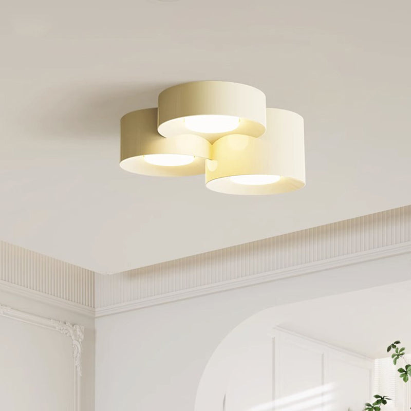 Modern Minimalist Multiple Cylinder Iron Acrylic LED Flush-Mount Ceiling Light For Bedroom