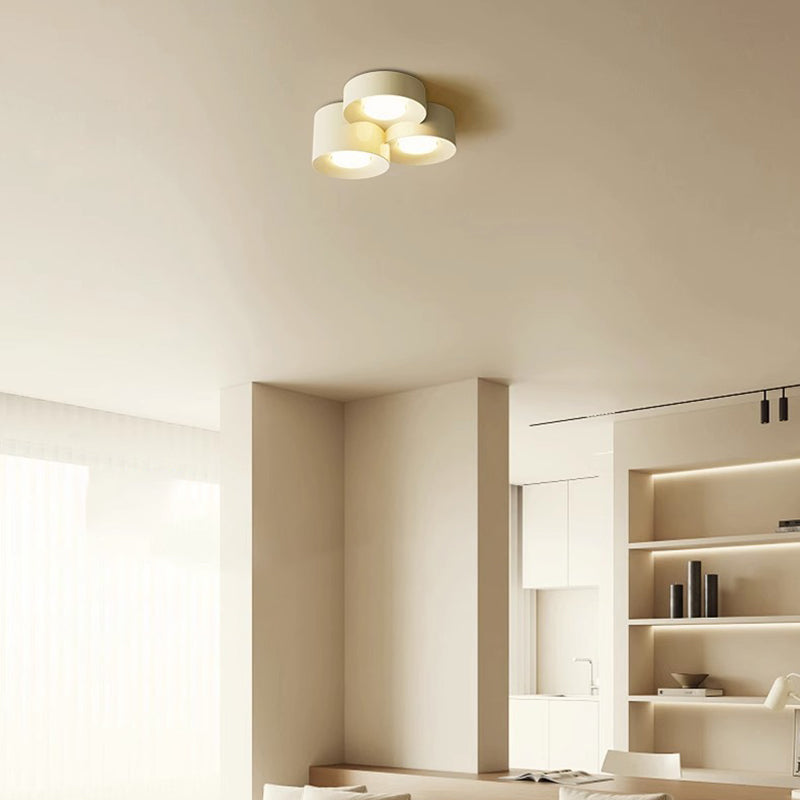 Modern Minimalist Multiple Cylinder Iron Acrylic LED Flush-Mount Ceiling Light For Bedroom