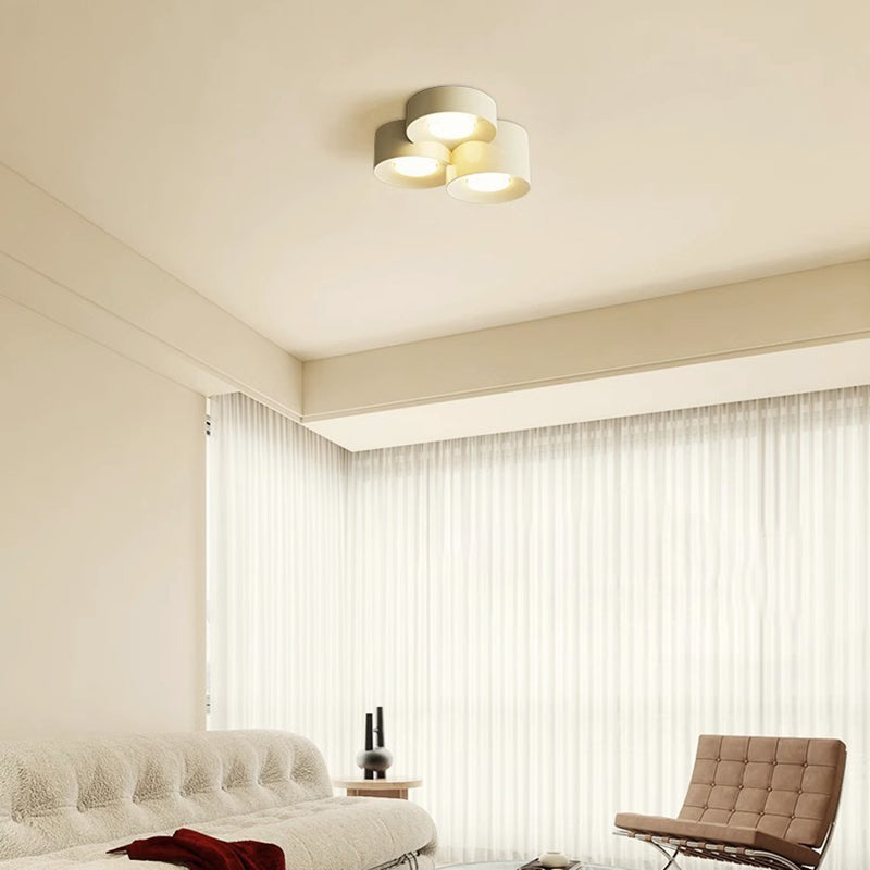 Modern Minimalist Multiple Cylinder Iron Acrylic LED Flush-Mount Ceiling Light For Bedroom