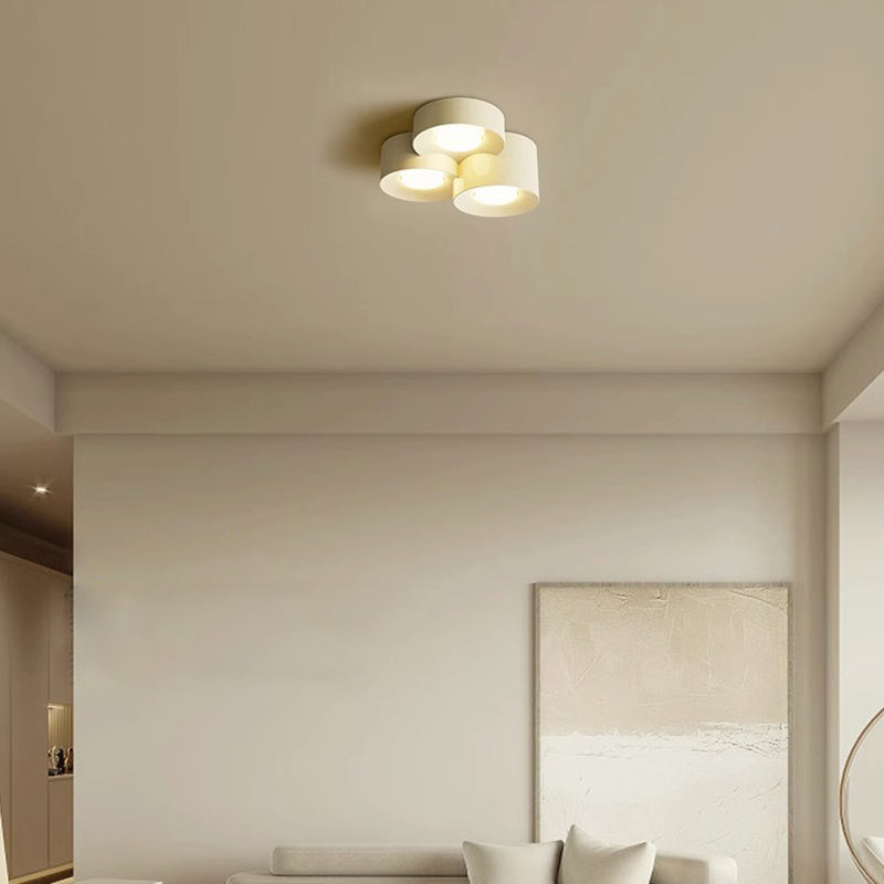Modern Minimalist Multiple Cylinder Iron Acrylic LED Flush-Mount Ceiling Light For Bedroom