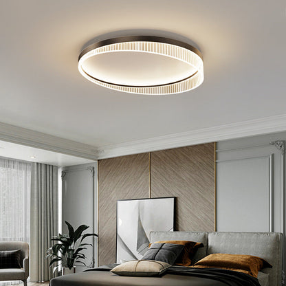 Modern Luxury Round Iron Acrylic LED Flush-Mount Ceiling Light For Bedroom