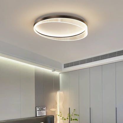 Modern Luxury Round Iron Acrylic LED Flush-Mount Ceiling Light For Bedroom