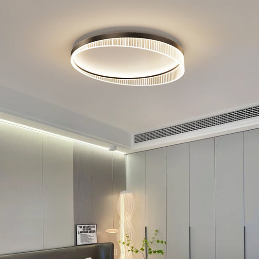 Modern Luxury Round Iron Acrylic LED Flush-Mount Ceiling Light For Bedroom