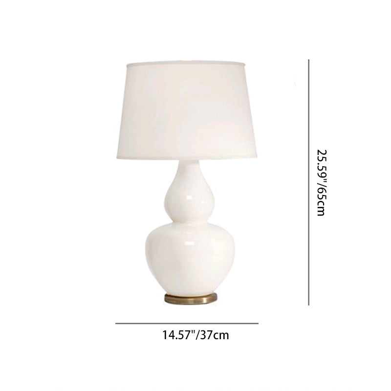 Traditional Rustic Gourd Ceramic Fabric 1-Light Table Lamp For Bedroom