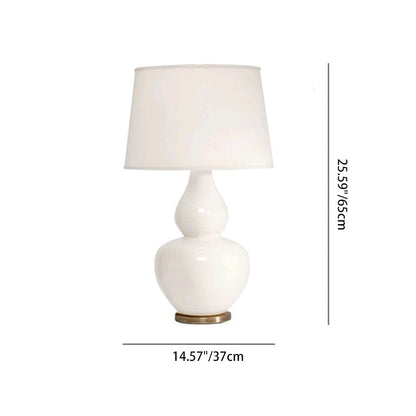 Traditional Rustic Gourd Ceramic Fabric 1-Light Table Lamp For Bedroom