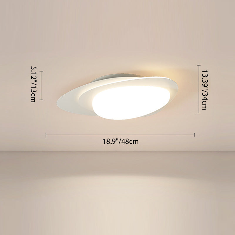 Modern Simplicity Pebble Oval Iron PE LED Flush-Mount Ceiling Light For Bedroom
