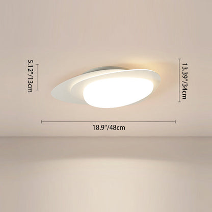 Modern Simplicity Pebble Oval Iron PE LED Flush-Mount Ceiling Light For Bedroom