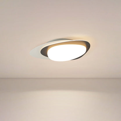 Modern Simplicity Pebble Oval Iron PE LED Flush-Mount Ceiling Light For Bedroom