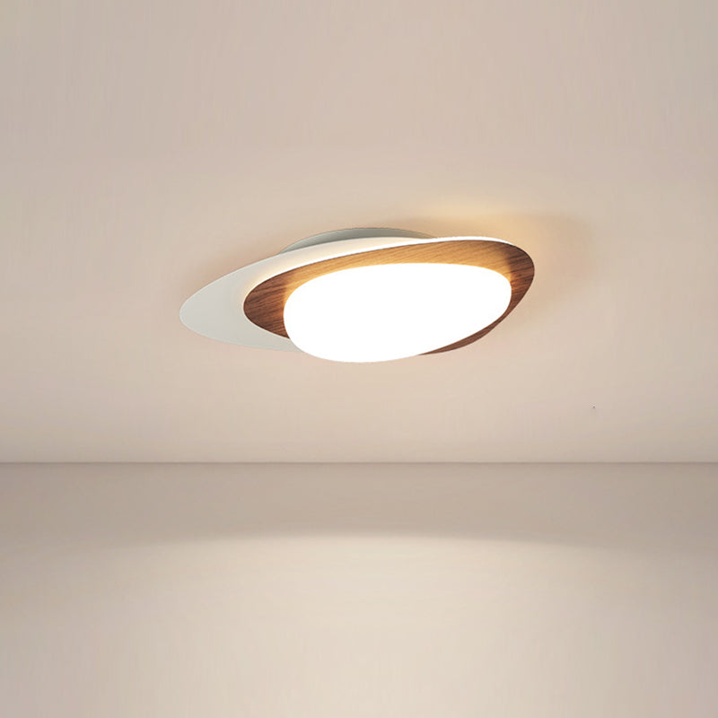 Modern Simplicity Pebble Oval Iron PE LED Flush-Mount Ceiling Light For Bedroom