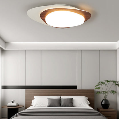Modern Simplicity Pebble Oval Iron PE LED Flush-Mount Ceiling Light For Bedroom