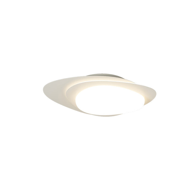 Modern Simplicity Pebble Oval Iron PE LED Flush-Mount Ceiling Light For Bedroom