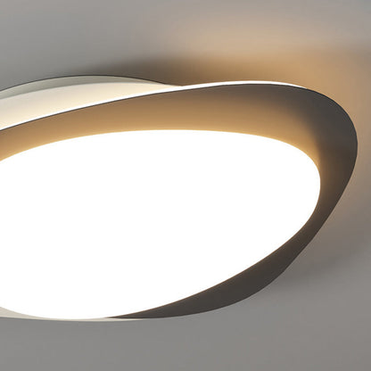 Modern Simplicity Pebble Oval Iron PE LED Flush-Mount Ceiling Light For Bedroom