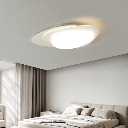 Modern Simplicity Pebble Oval Iron PE LED Flush-Mount Ceiling Light For Bedroom