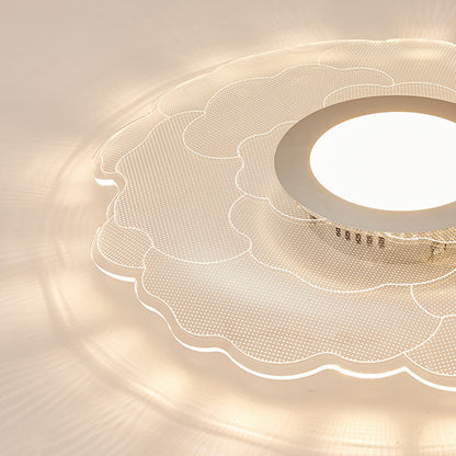 Modern Eclectic Flower Iron Acrylic LED Semi-Flush-Mount Ceiling Light For Bedroom