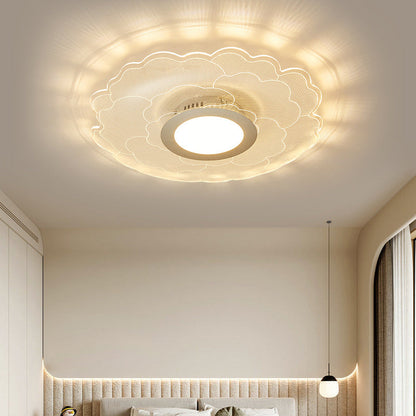 Modern Eclectic Flower Iron Acrylic LED Semi-Flush-Mount Ceiling Light For Bedroom