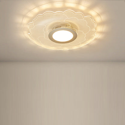 Modern Eclectic Flower Iron Acrylic LED Semi-Flush-Mount Ceiling Light For Bedroom