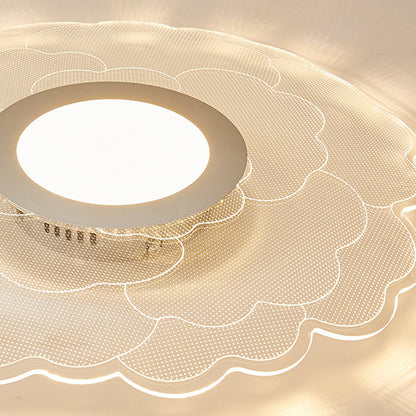 Modern Eclectic Flower Iron Acrylic LED Semi-Flush-Mount Ceiling Light For Bedroom
