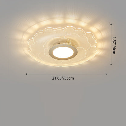Modern Eclectic Flower Iron Acrylic LED Semi-Flush-Mount Ceiling Light For Bedroom