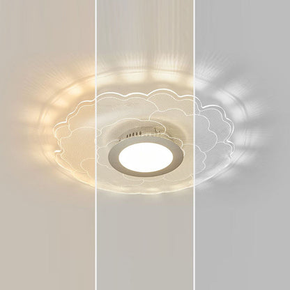 Modern Eclectic Flower Iron Acrylic LED Semi-Flush-Mount Ceiling Light For Bedroom