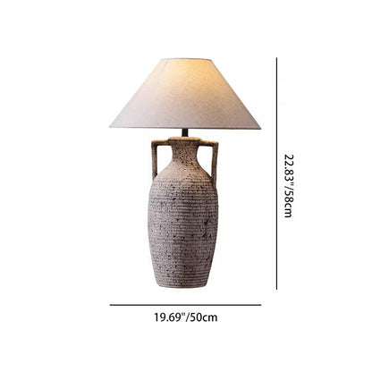 Traditional Rustic Vase Ceramic Fabric 1-Light Table Lamp For Bedroom