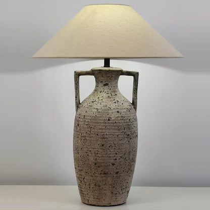 Traditional Rustic Vase Ceramic Fabric 1-Light Table Lamp For Bedroom