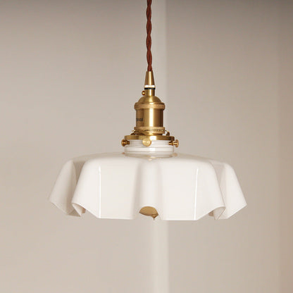 Modern Shabby Chic Petal Glass Brass 1-Light Pendant Light For Bedroom
