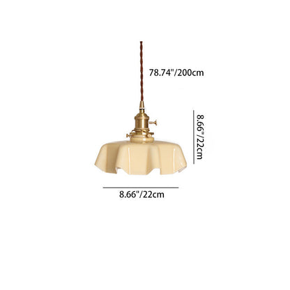 Modern Shabby Chic Petal Glass Brass 1-Light Pendant Light For Bedroom
