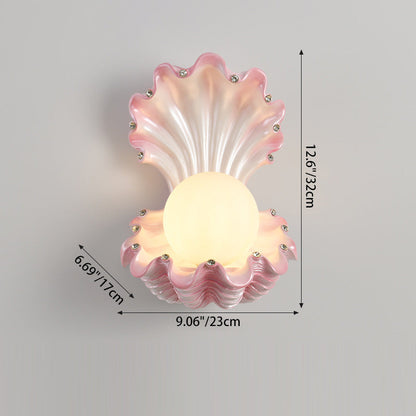 Contemporary Creative Pearl Resin Glass 1-Light Wall Sconce Lamp For Bedroom