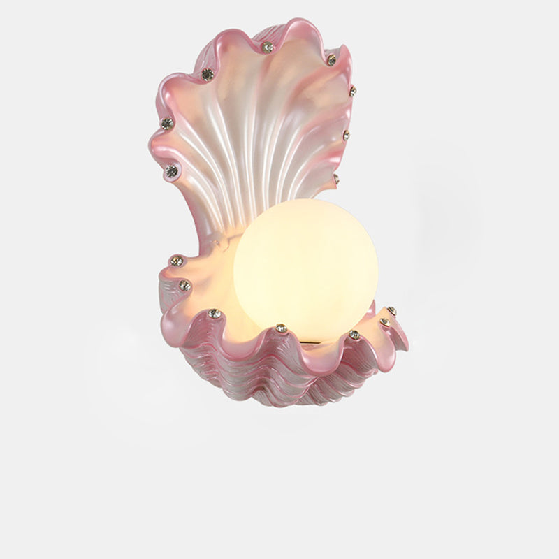 Contemporary Creative Pearl Resin Glass 1-Light Wall Sconce Lamp For Bedroom