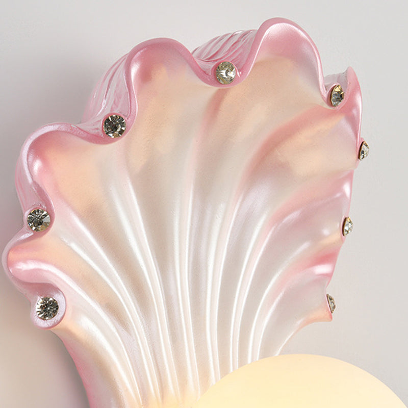 Contemporary Creative Pearl Resin Glass 1-Light Wall Sconce Lamp For Bedroom