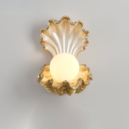 Contemporary Creative Pearl Resin Glass 1-Light Wall Sconce Lamp For Bedroom