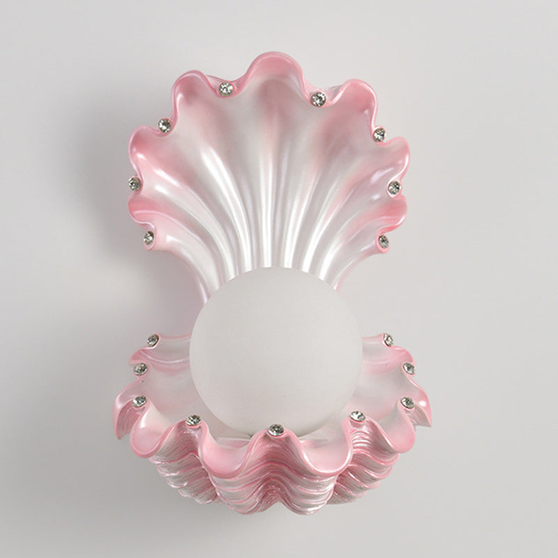 Contemporary Creative Pearl Resin Glass 1-Light Wall Sconce Lamp For Bedroom
