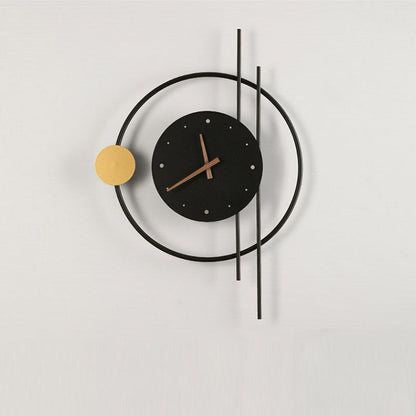 Modern Eclectic Clock Round Iron Acrylic Black Walnut Wood LED Wall Sconce Lamp For Living Room