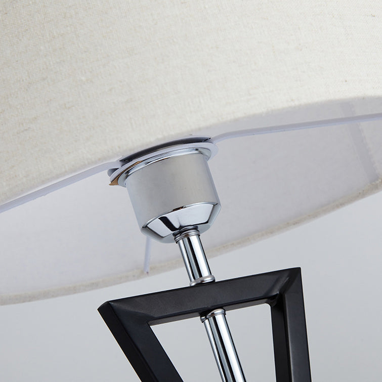 Modern Minimalist Cylinder Iron Linen 1-Light Table Lamp For Bedroom
